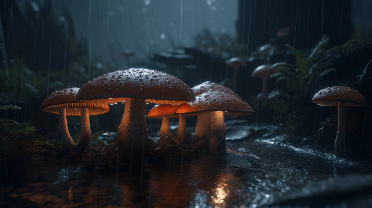 Glowing Mushrooms Lofi Wallpaper - Behance 1200x680